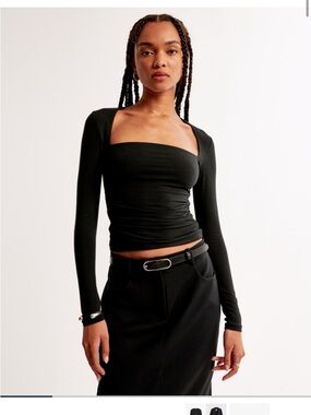Abercrombie & Fitch Black Square-Neck Long Sleeve Top— Ava Top